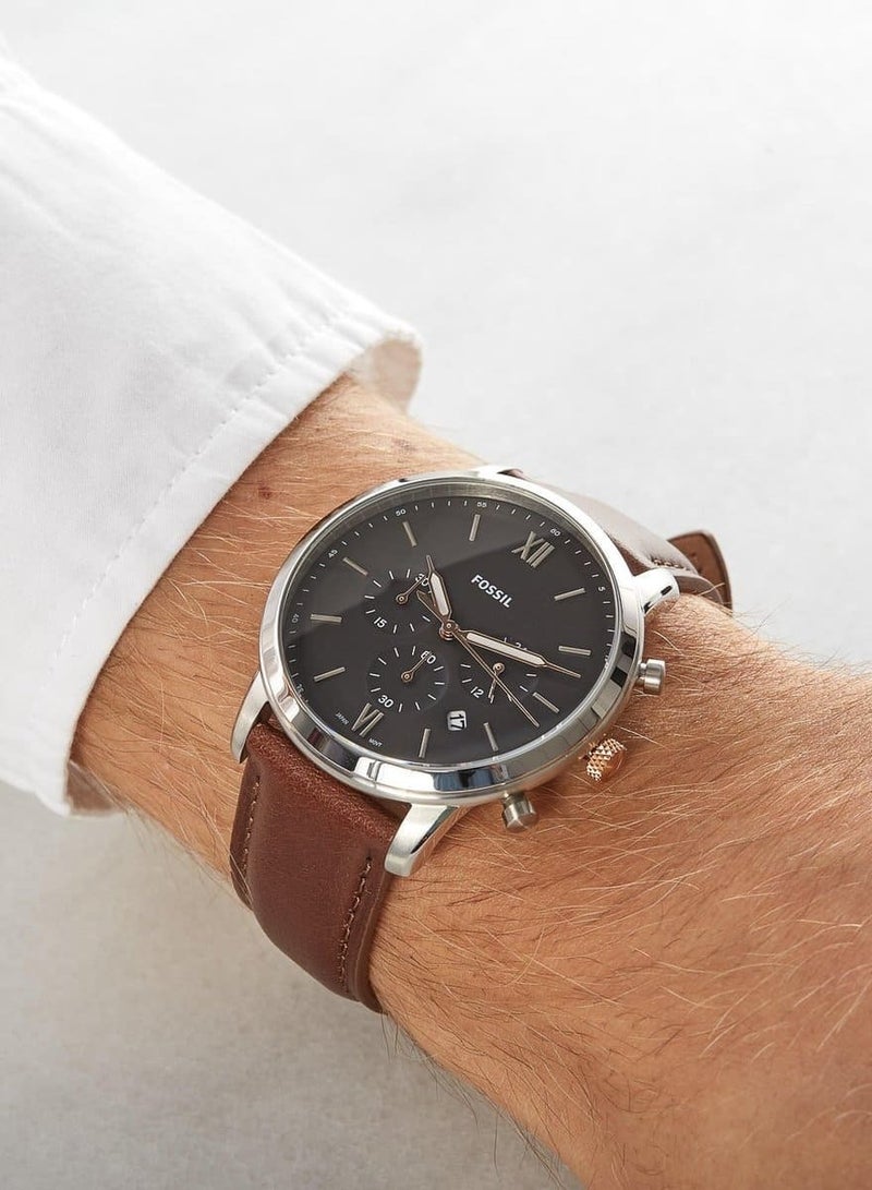 FOSSIL - Men's FS5408 Neutra Chronograph Light Brown Leather Watch Model - Image 1