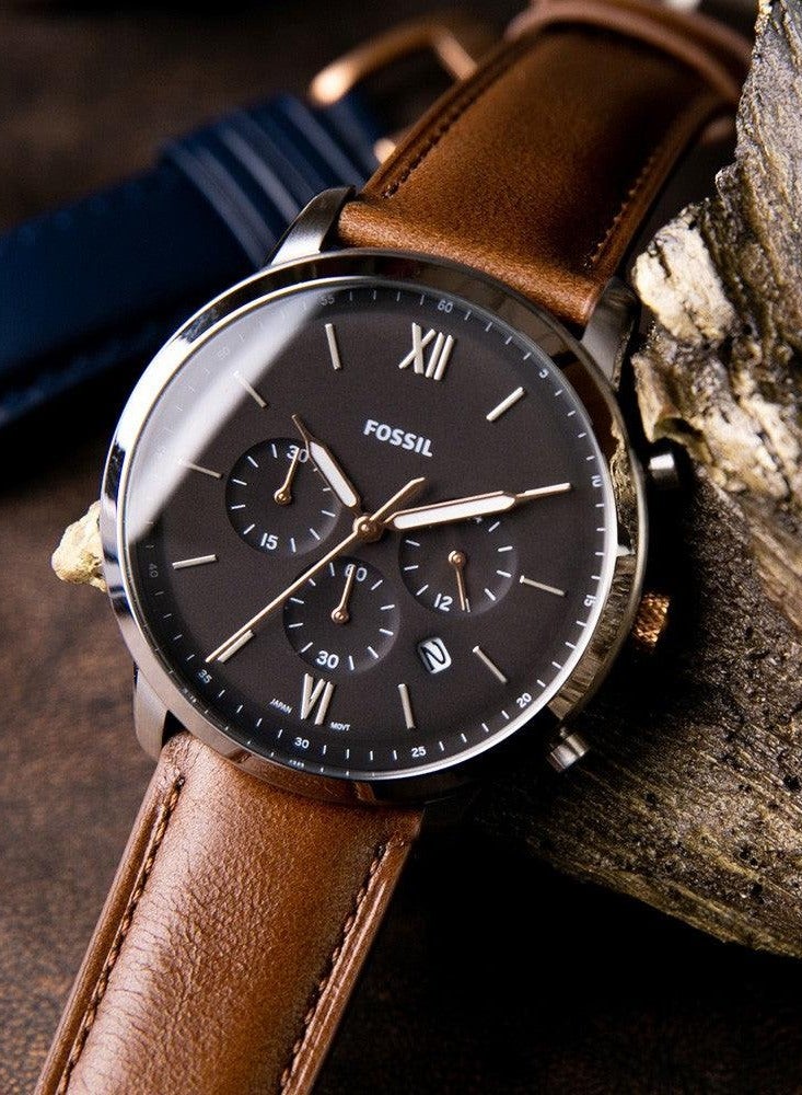 FOSSIL - Men's FS5408 Neutra Chronograph Light Brown Leather Watch Model - Image 1