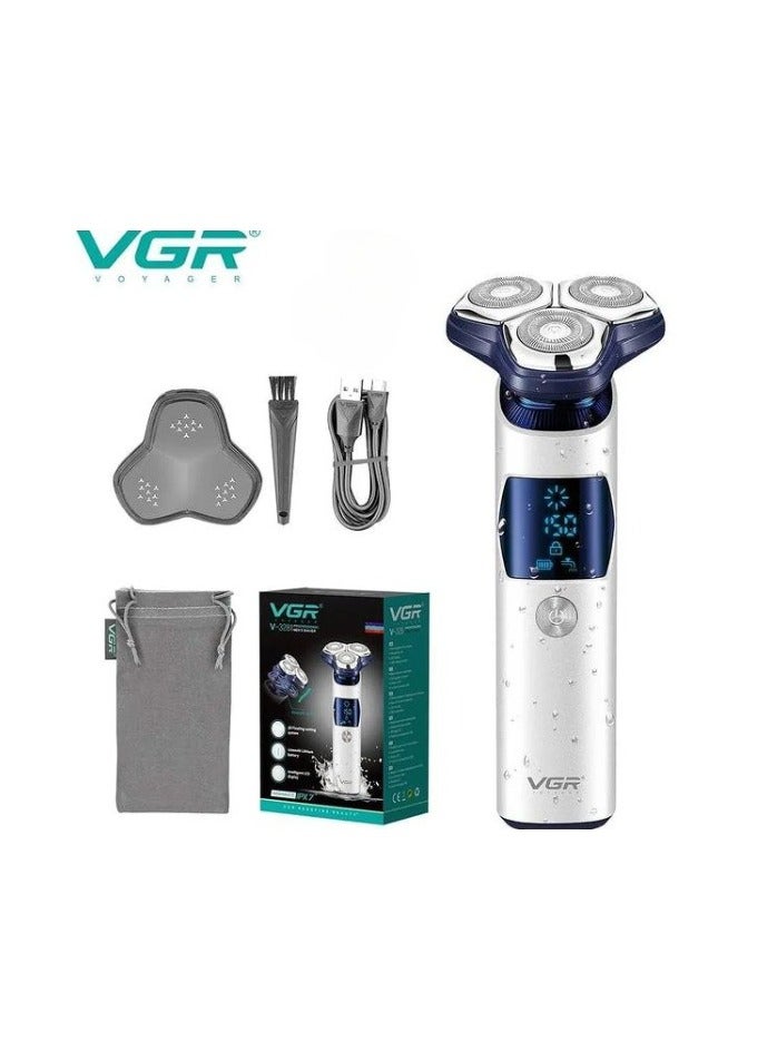 في جي آر ماكينة حلاقة كهربائية احترافية قابلة لإعادة الشحن مع شفرة دوارة 3D للرجال - Image 1