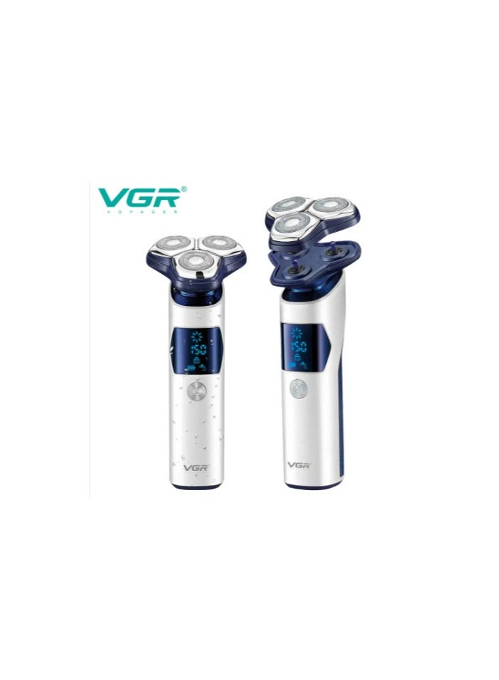 في جي آر ماكينة حلاقة كهربائية احترافية قابلة لإعادة الشحن مع شفرة دوارة 3D للرجال - Image 3