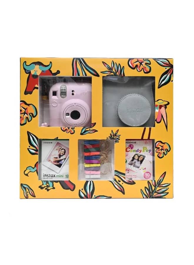 فوجي فيلم - صندوق هدايا الكاميرا الفورية INSTAX Mini 12 باللون الوردي الزهري - Image 1