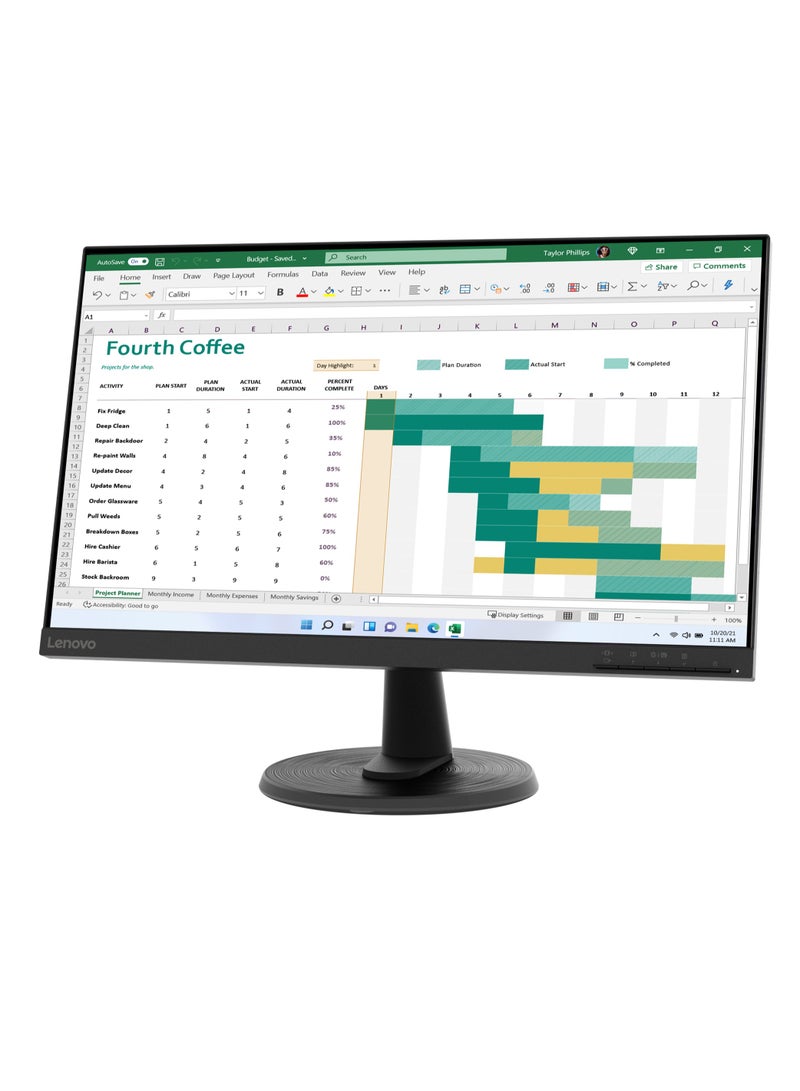 Lenovo - ThinkVision C24-40 23.8 Inch FHD Monitor VA 250nits/ 72% NTSC, 3-Side Borderless, Input Connectors – VGA+HDMI Black - Image 1