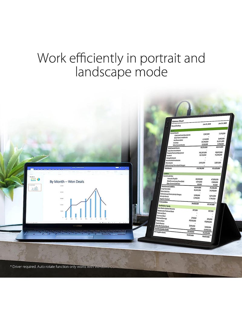 أسوس شاشة ZenScreen المحمولة مقاس 15.6 بوصة بدقة 1080 بكسل ومنفذ USB (MB166C) - دقة عالية كاملة، IPS، USB Type-C، تعمل بالطاقة من خلال USB، العناية بالعين، يمكن تركيبها على حامل ثلاثي القوائم، سطح مضاد للتوهج، غلاف واقٍ  - Image 3