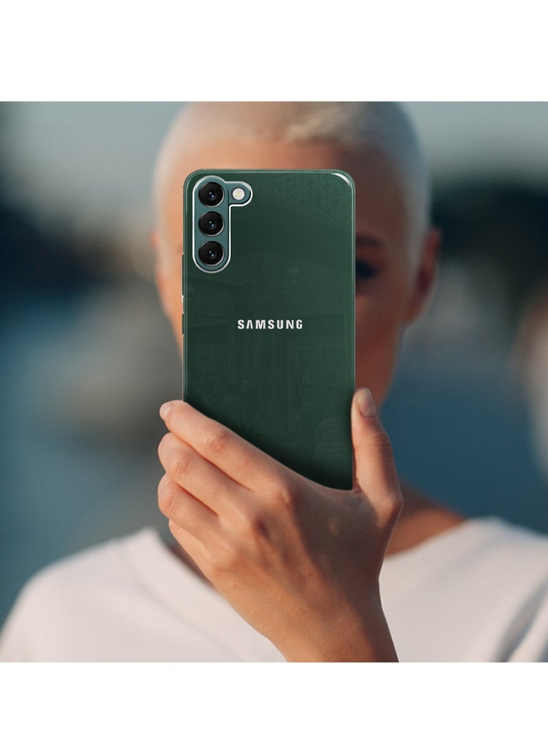 MARGOUN Samsung Galaxy S22 Plus Electroplated Hard Glossy Case Camera Protection Shockproof Anti Fall Case Green - Image 2