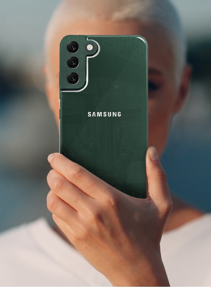 MARGOUN Samsung Galaxy S22 Electroplated Hard Glossy Case Camera Protection Shockproof Anti Fall Case Green - Image 2