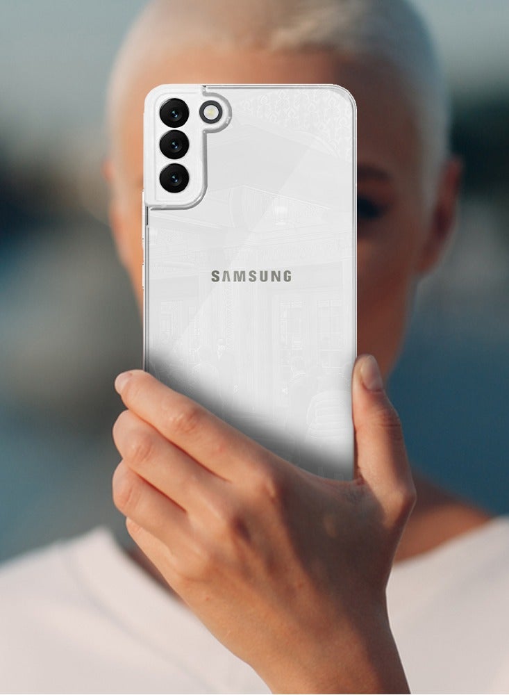 MARGOUN Samsung Galaxy S22 Electroplated Hard Glossy Case Camera Protection Shockproof Anti Fall Case White - Image 2