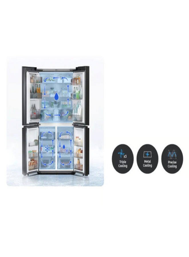 سامسونج ثلاجة فليكس ذات 4 أبواب مخصصة، سعة 772 لترًا، وألواح ملونة - Image 3