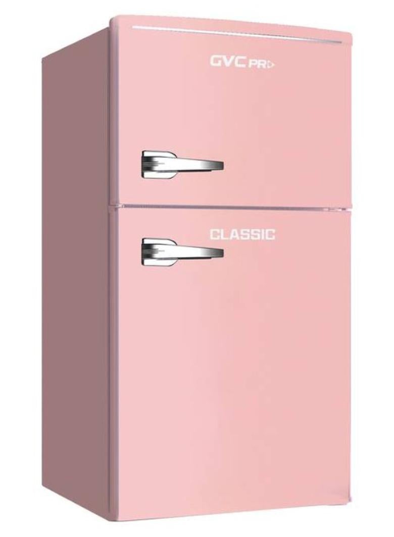 gvc pro Classic Two Door Refrigerator With Top Freezer 85 Liters Model 85 L GVRG-199 Pink - Image 1