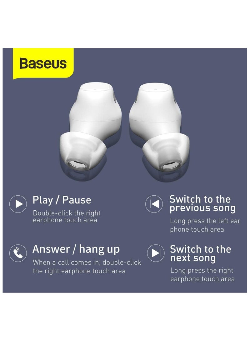 Baseus Bowie Mini In Ear True Wireless Earphones White - Image 4