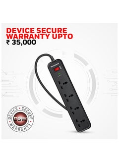 Honeywell Surge Protector, 4 Universal Sockets, 2 Meter Cord, 15000Amp, Device Secure Warranty, Automatic Overload Protection, Spike Guard/Extension Board, Master Switch Black  - Image 5