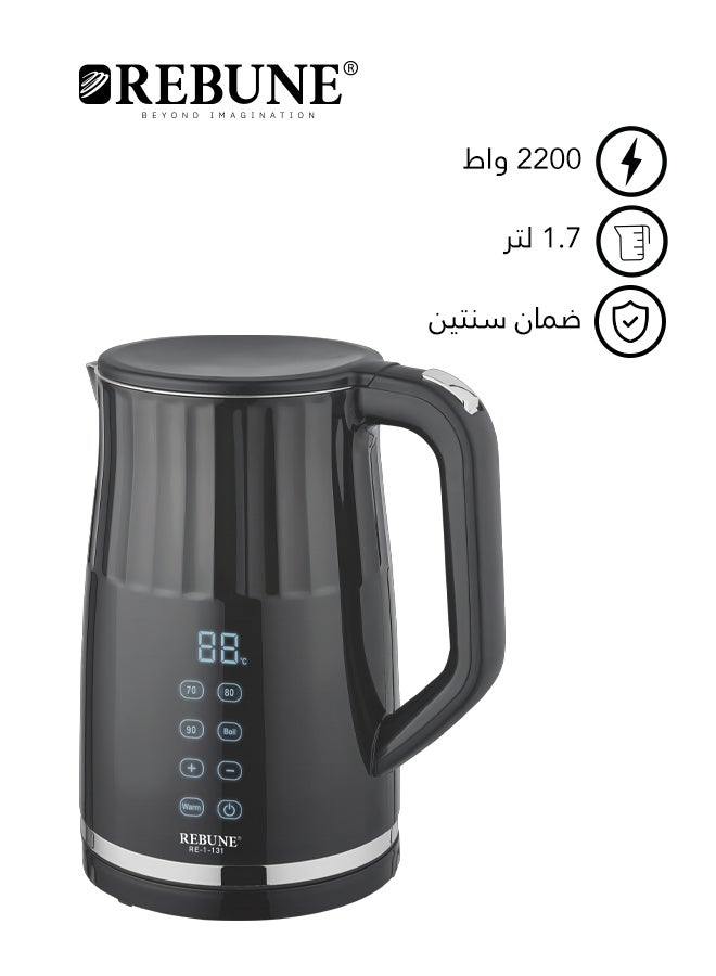 Steel Kettle With Dry Boiling Protection System 1.7 L 2200 W RE-1-131 Black 