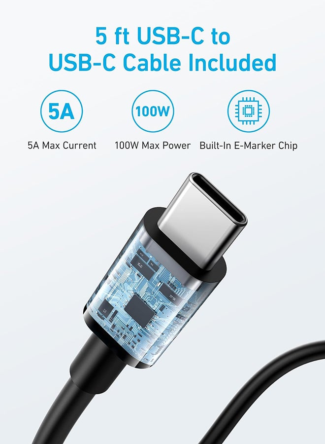 Anker - Mac Book Pro Charger, 100W USB C Charger, Compact and Foldable Fast Charger for MacBook Pro,MacBook Air,iPhone,Samsung S25/S24,iPad Pro,and All USB C Devices,5 ft USB C to USB C Cable Included Black - Image 1