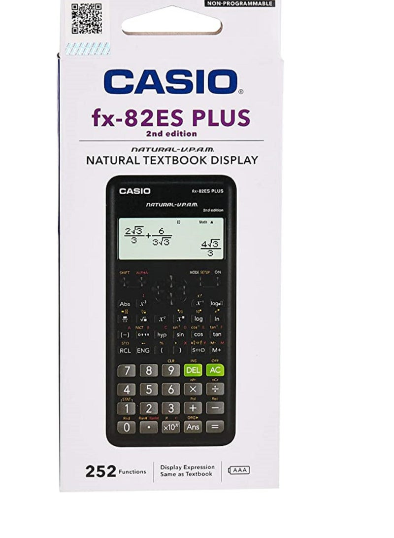 CASIO Fx-82ES Plus 2nd Edition Scientific Calculator 252 Functions Black - Image 3