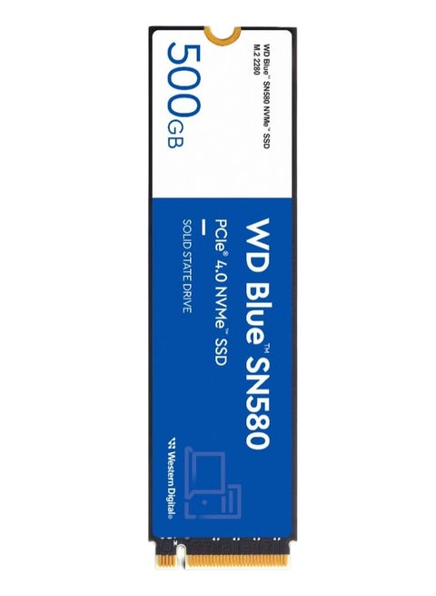 محرك الأقراص ذو الحالة الصلبة الداخلي ويسترن ديجيتال WD Blue SN580 NVMe SSD - Gen4 x4 PCIe 16 جيجابت/ثانية، M.2 2280، حتى 4000 ميجابايت/ثانية
