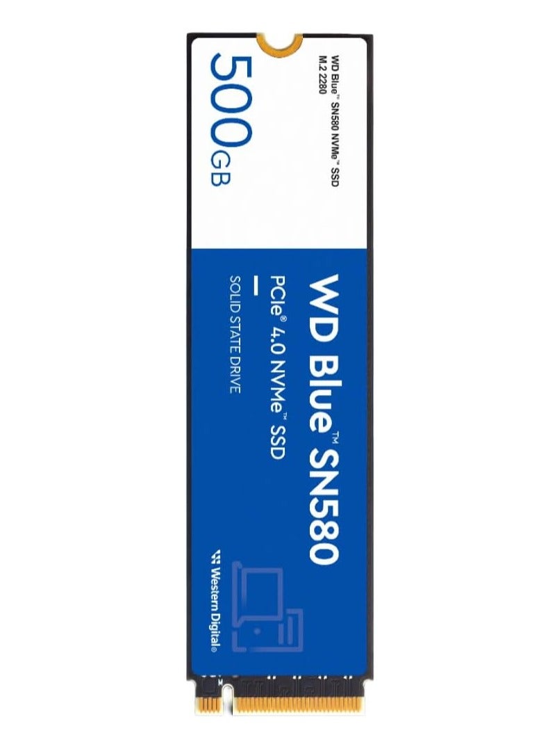 WD SN580 NVMe M.2 2280 Internal SSD, 500GB Capacity, 4000Mbps Sequential Read, 3600Mbps Sequential Write, 300 TBW Endurance, PCIe Gen4 x4 Interface, Blue | WDS500G3B0E 500 GB - Image 1