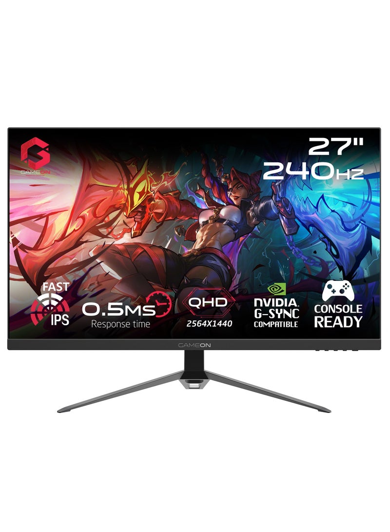 GameOn - 27-Inch QHD, 240Hz, MPRT 0.5ms, HDMI 2.1, Fast IPS Gaming Monitor (Support PS5) GOES27QHD240IPS Black - Image 1