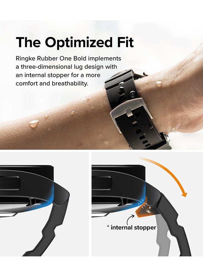 رينجك سوار ساعة مطاطي One Bold لساعة Samsung Galaxy Watch 6 /6 Classic / 5 Pro / Galaxy Watch 5 / Galaxy Watch 4 / Galaxy Watch 4 Classic / Watch Lug 20 مم  - Image 3