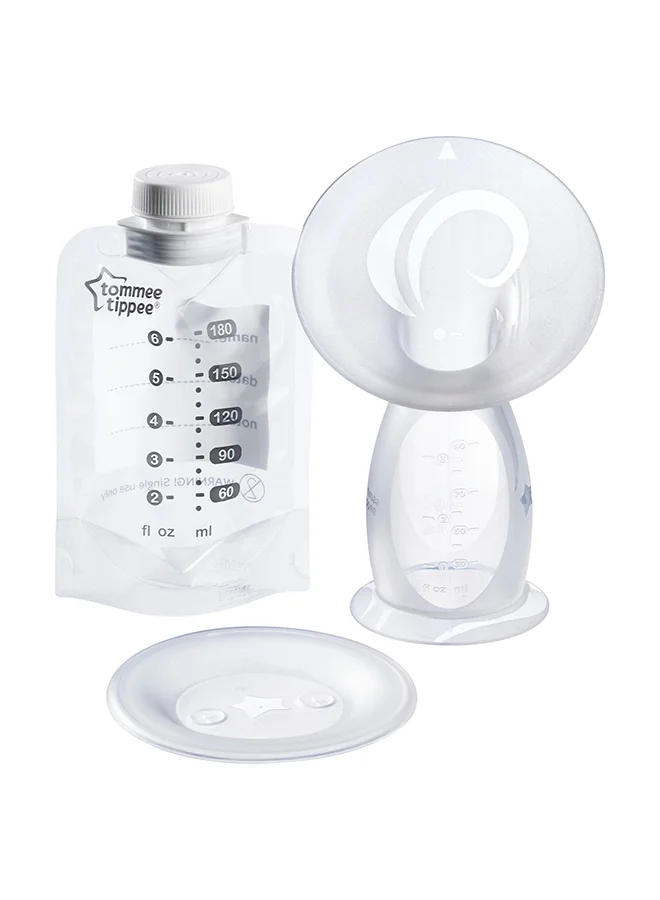 تومي تيبي Silicone Manual Breast Pump and Let Down Catcher to Express, Relieve or Catch Excess Breast Milk, Includes Sterilising Lid, 100ml, One Size