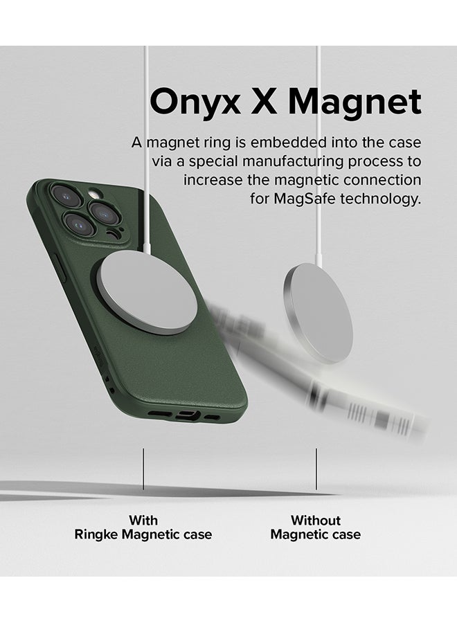 Onyx Magnetic Compatible With iPhone 15 Pro Max Case Flexible TPU Shockproof Rugged TPU Bumper Drop Protection Phone Cover Dark Green