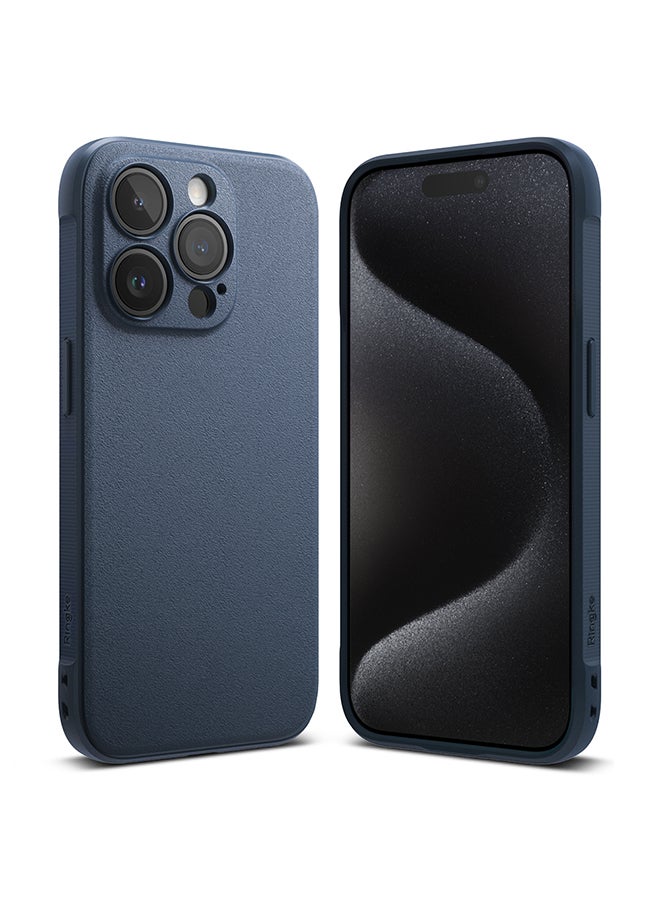 Ringke Onyx Case Compatible With iPhone 15 Pro, Enhanced Grip Tough Flexible TPU Shockproof Rugged TPU Bumper Drop Protection Phone Cover Navy - Image 1