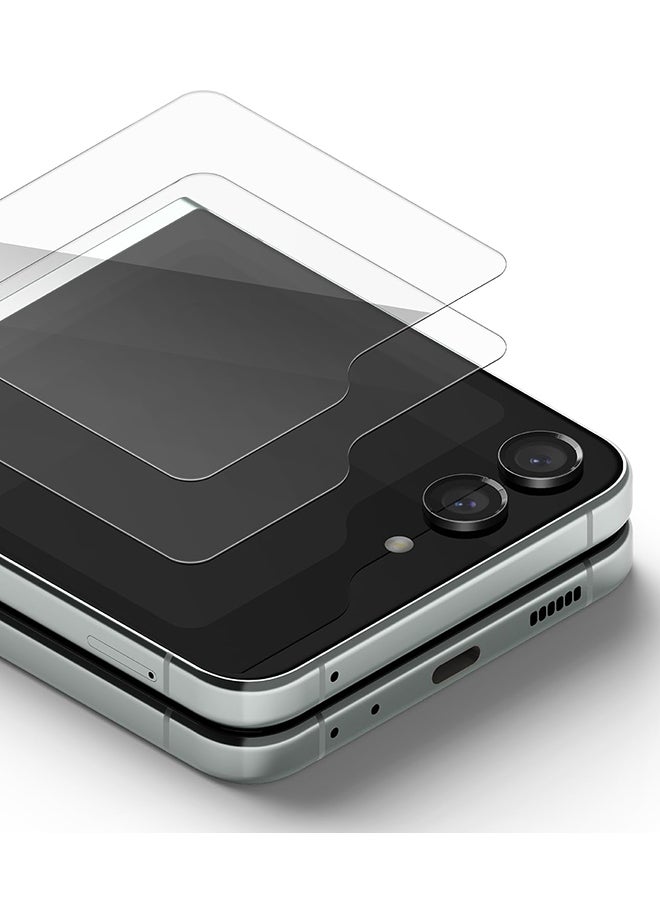 Ringke Cover Display Glass Compatible With Samsung Galaxy Z Flip 5 5G Screen Protector Tempered Glass 9H Hardness Anti Scratch Protective Film - 2 Pack Clear - Image 1