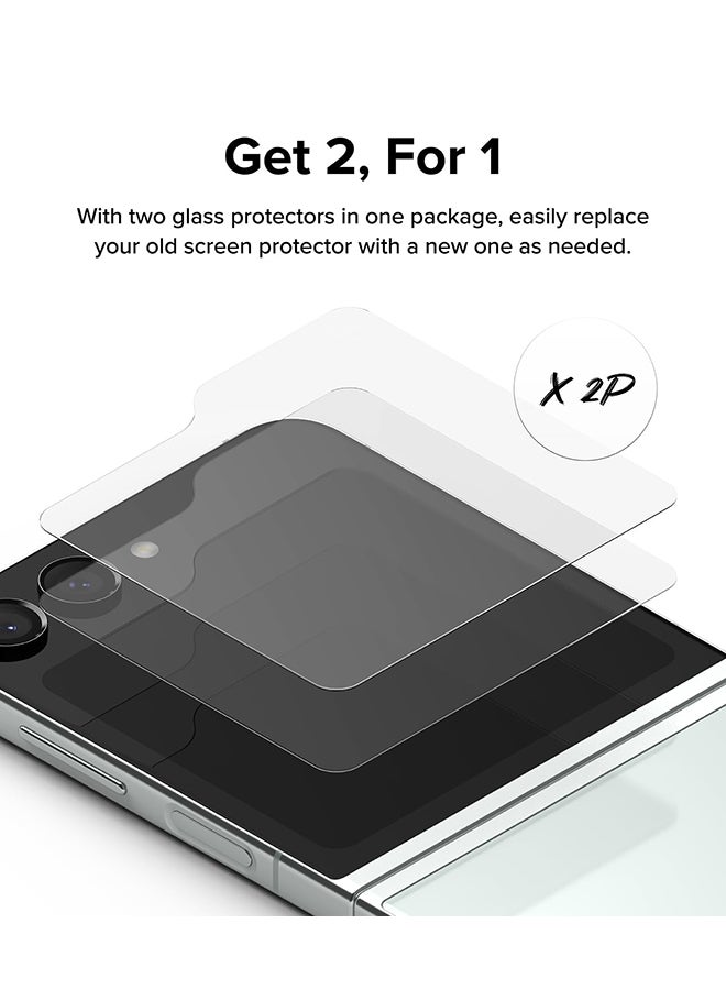 Ringke Cover Display Glass Compatible With Samsung Galaxy Z Flip 5 5G Screen Protector Tempered Glass 9H Hardness Anti Scratch Protective Film - 2 Pack Clear - Image 4
