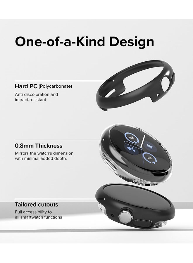 Ringke Slim Case 2 Pack Compatible With Google Pixel Watch 2 Anti-Yellowing Solid Transparent Cover Premium PC Hard Thin Case Clear(1P) + Matte Black(1P)  - Image 3