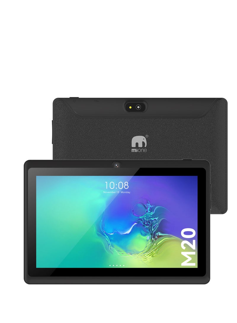 مي وان تابلت M20 WiFi للأطفال، شاشة 7 بوصة، 3 جيجابايت رام، 16 جيجابايت روم 3000 مللي أمبير، أندرويد 12 (أسود) مع غطاء حماية أزرق - Image 1