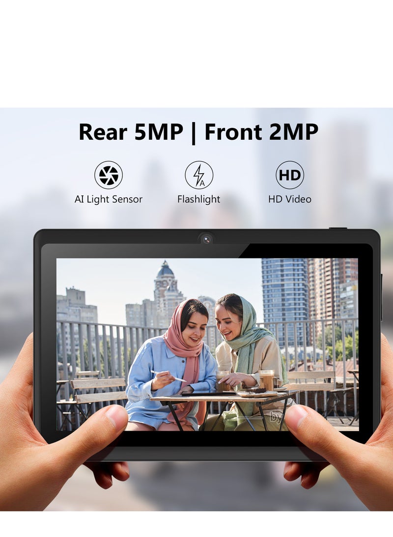 مي وان تابلت M20 WiFi للأطفال، شاشة 7 بوصة، 3 جيجابايت رام، 16 جيجابايت روم 3000 مللي أمبير، أندرويد 12 (أسود) مع غطاء حماية أزرق - Image 3