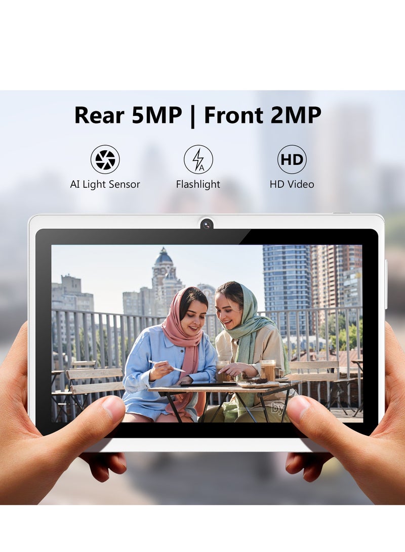 مي وان تابلت M20 واي فاي للأطفال، شاشة 7 بوصة، ذاكرة وصول عشوائي 3 جيجابايت، 16 جيجابايت ذاكرة تخزين داخلية 3000 مللي أمبير، نظام تشغيل أندرويد 12 (أبيض) مع غطاء حماية أخضر - Image 5