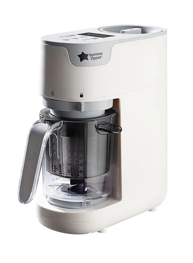 تومي تيبي Quick Cook 6-in-1 Baby Food Maker with Steam, Blend, Chop, Reheat, Defrost and Sterilising Functions, optimal for Baby Weaning, 500ml Capacity, White