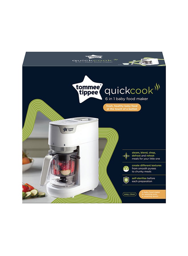Quick Cook 6-in-1 Baby Food Maker with Steam, Blend, Chop, Reheat, Defrost and Sterilising Functions, optimal for Baby Weaning, 500ml Capacity, White