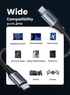 Ugreen 240W USB C Cable 1M Braided 48V 5A Power Delivery PD3.1 Fast Charge USB Type C Cable For iPhone 16 15 Series Macbook Pro Air M3 M2 M1 iPad Pro Dell XPS Galaxy S24 S23 Ultra Xiaomi Huawei Lenovo Asus Black  - Image 4
