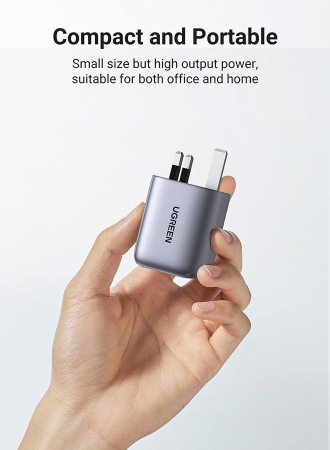 يو جرين - شاحن Nexode GaN بقدرة 65 وات USB C، شاحن كمبيوتر محمول قابل للطي بثلاثة منافذ من النوع C، قابس شاحن حائط سريع متوافق مع MacBook Pro/Air، HP/Dell/Lenovo، iPad، iPhone 15 Pro Max، Galaxy S24 23، كاميرا Steam Deck SLR رمادي - Image 1