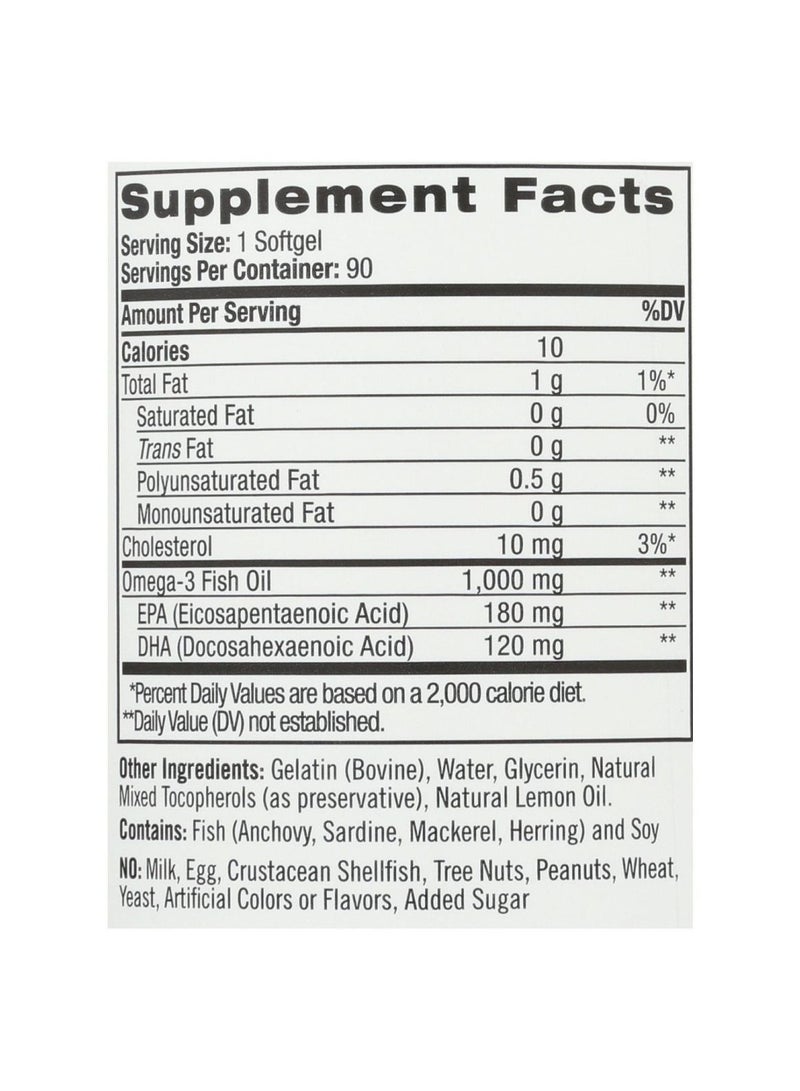 NATROL Omega-3 Fish Oil Lemon1000 Mg 90 Softgels  - Image 2