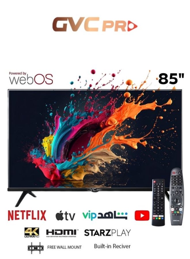 gvc pro - 85 Inch UHD 4K Smart TV, WEBOS, FRAMLESS, MAGIC REMOTE, DOLBY SOUND SYSTEM, BUILT IN RECEIVER, With Wall Mount - 85GW6100 black - Image 1