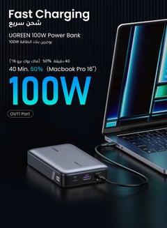 20000 mAh 20000mAh 100W Power Bank Fast Charging Portable Charger Laptop Charger Portable With 2 USB C And 1 USB A Port Battery Pack For Laptop MacBook Dell iPhone 16 15 Series Galaxy S24 S23 Ultra iPad AirPods Grey - pnsku/N70031186V/45/_/1710950003/ea59e594-729f-45b2-9060-66ef0bb8f3d6