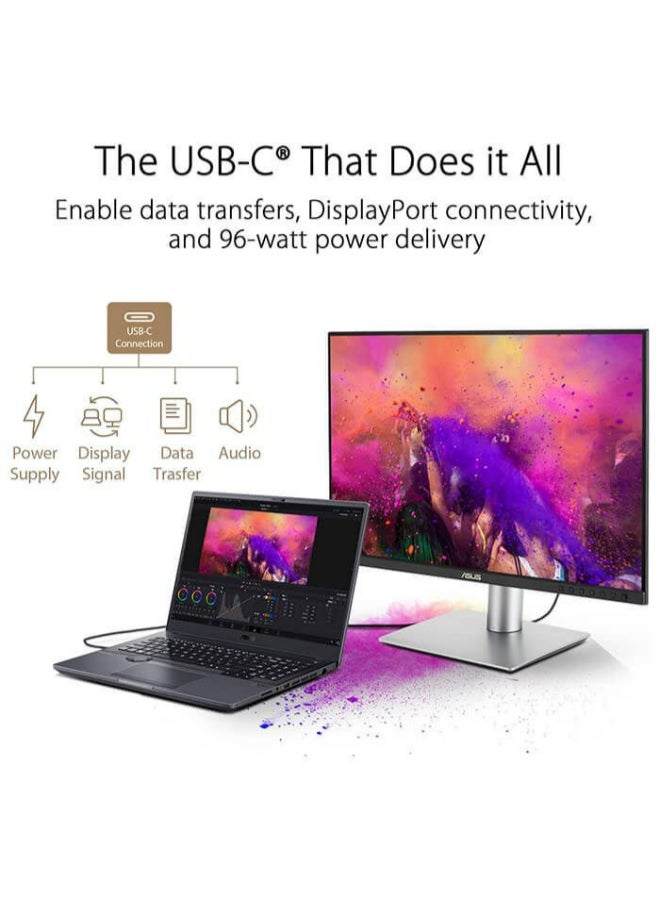 ASUS - 24.1 inch ProArt Display  WUXGA HDR Professional IPS Monitor, 75 Hz / 5ms GtG, Adaptive Sync, 2* 2W Speaker, 97% DCI-P3, USB-C PD 96W, HDMI / DP, Daisy-Chain, PA248CRV, 90LM05K0-B01K70 Black/Grey - Image 1