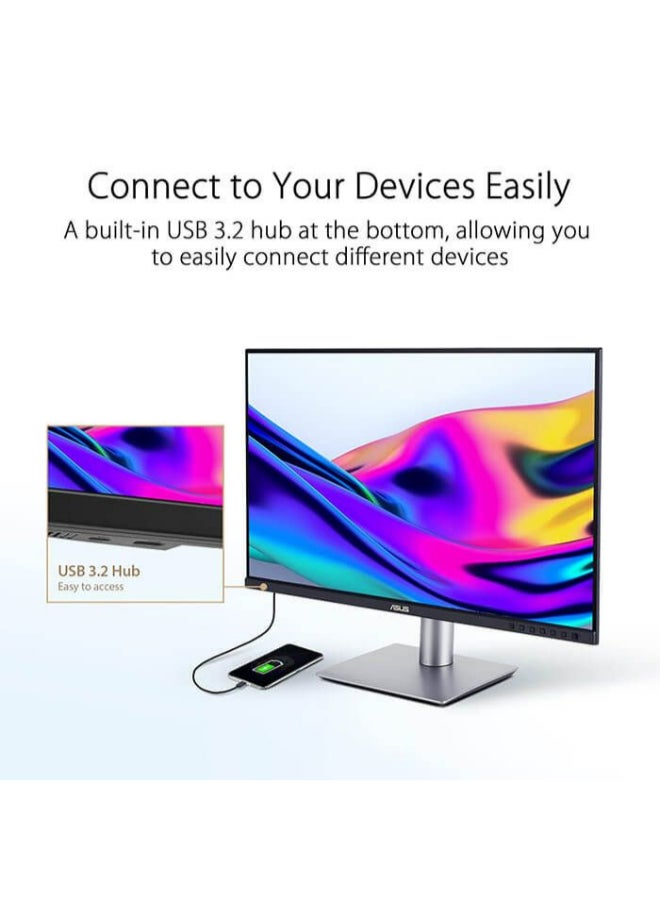 ASUS - ProArt Display PA279CRV 27" 4K UHD Professional IPS Monitor, 5ms(GTG), 99% DCI-P3 & Adobe RGB, VESA DisplayHDR 400 & MediaSync, 2Wx2 Speakers, USB-C PD 96W, DP 1.4 / HDMI, 90LM08E0-B01K70 Black/Grey - Image 1
