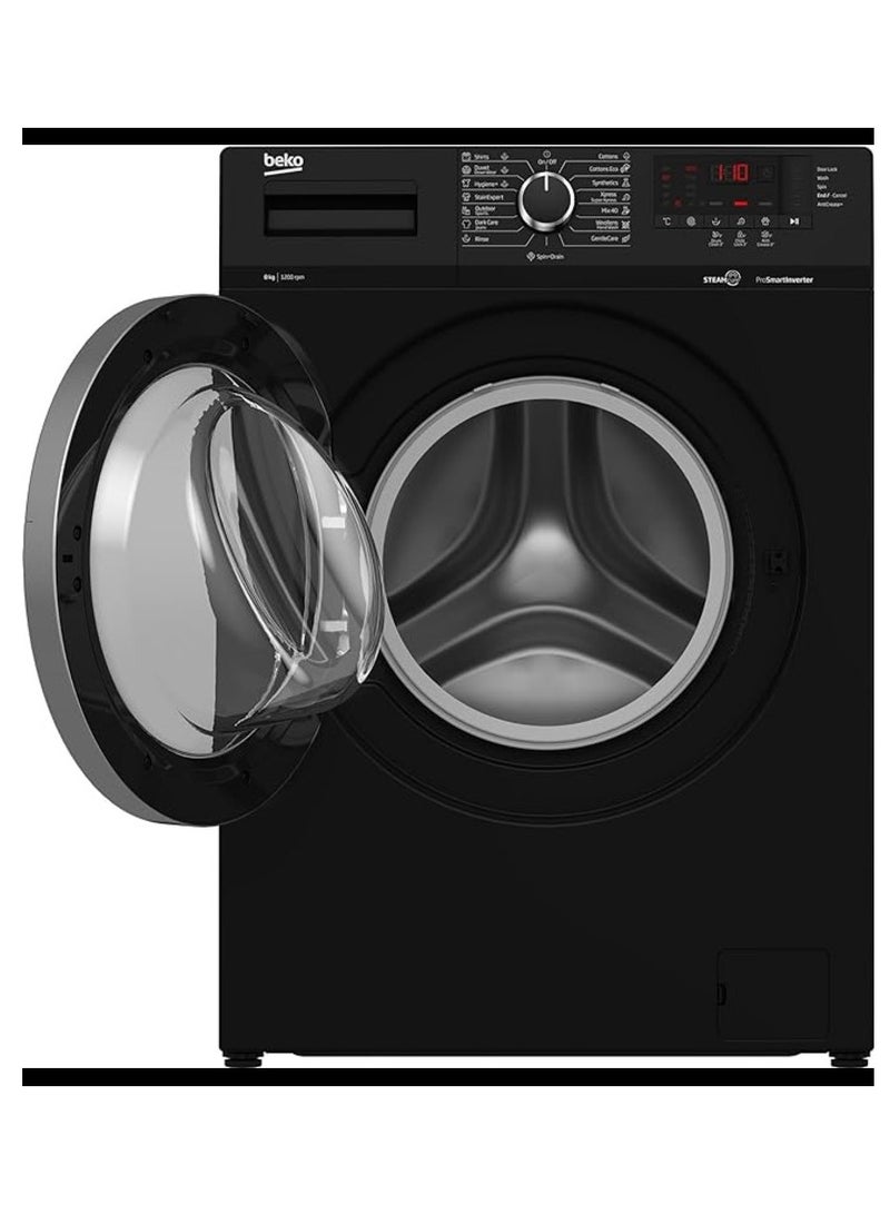 بيكو غسالة 8 كجم 1200 دورة في الدقيقة - شاشة ديجيتال - لون أسود - باب كروم XL - (إكسبرس) - Image 3