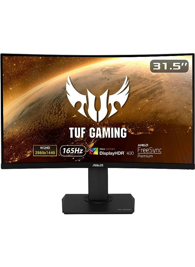 أسوس شاشة الألعاب TUF VG32VQR المنحنية HDR - 31.5 بوصة WQHD (2560x1440)، 165 هرتز، مزامنة ضبابية الحركة المنخفضة للغاية، مزامنة متكيفة، Freesync Premium، 1 مللي ثانية (MPRT)، DisplayHDR 400، WCG أسود  - Image 1