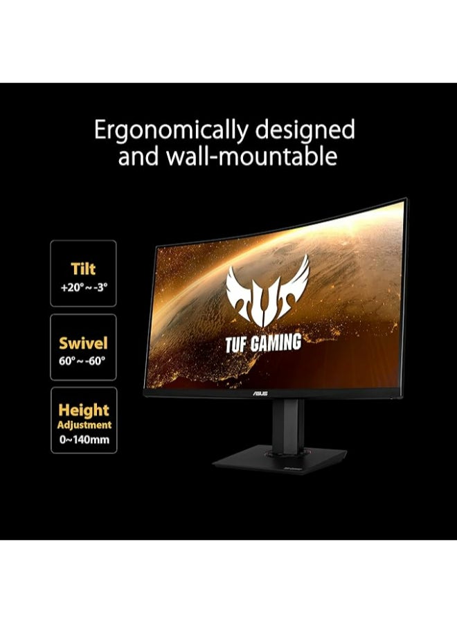 أسوس شاشة الألعاب TUF VG32VQR المنحنية HDR - 31.5 بوصة WQHD (2560x1440)، 165 هرتز، مزامنة ضبابية الحركة المنخفضة للغاية، مزامنة متكيفة، Freesync Premium، 1 مللي ثانية (MPRT)، DisplayHDR 400، WCG أسود  - Image 3
