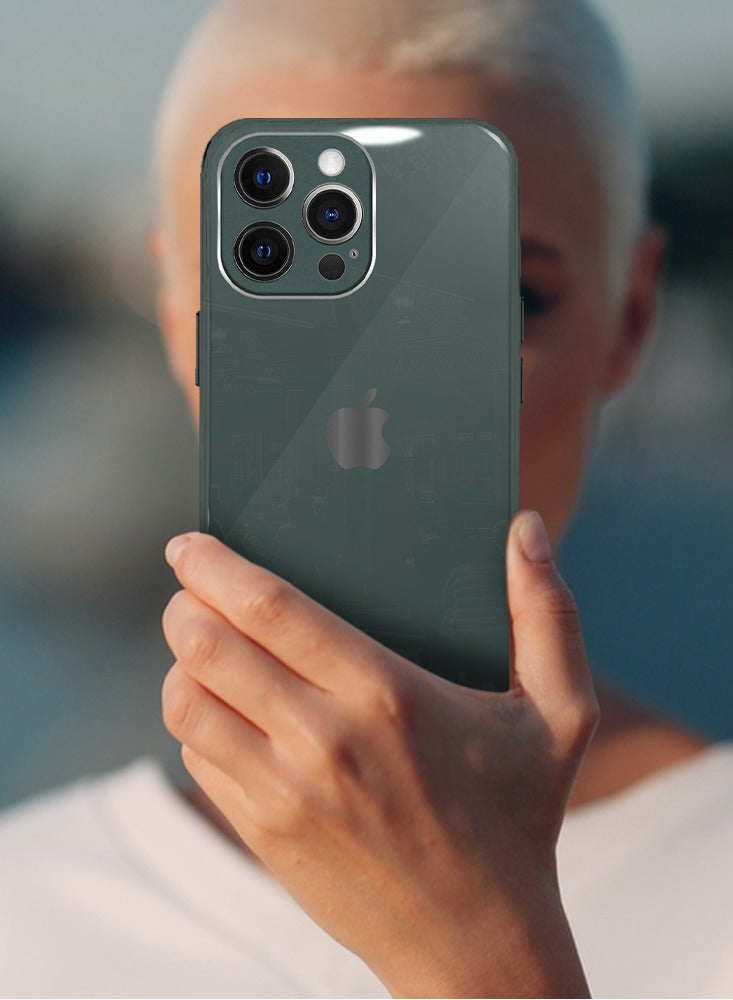 MARGOUN - iPhone 13 Pro Electroplated Hard Glossy Case Camera Protection Shockproof Anti Fall Case Green - Image 1