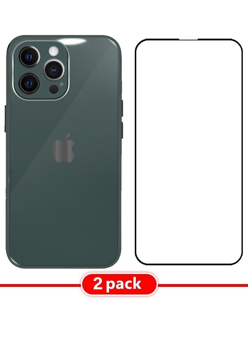 MARGOUN - 2 Pack For iPhone 13 Pro Max Electroplated Hard Glossy Case And Screen Protector Camera Protection Shockproof Anti Fall Case Green - Image 1