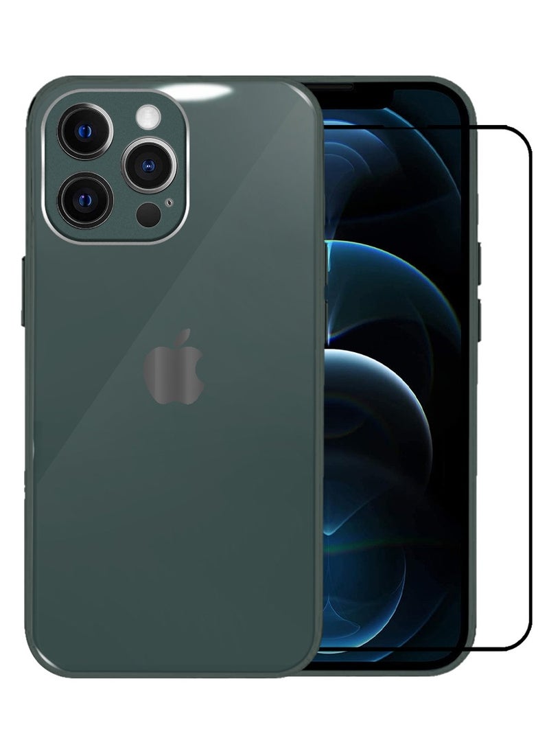 MARGOUN - 2 Pack For iPhone 13 Pro Max Electroplated Hard Glossy Case And Screen Protector Camera Protection Shockproof Anti Fall Case Green - Image 1