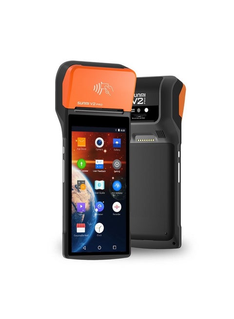Sunmi device for printing bills and POS services with Android system orange