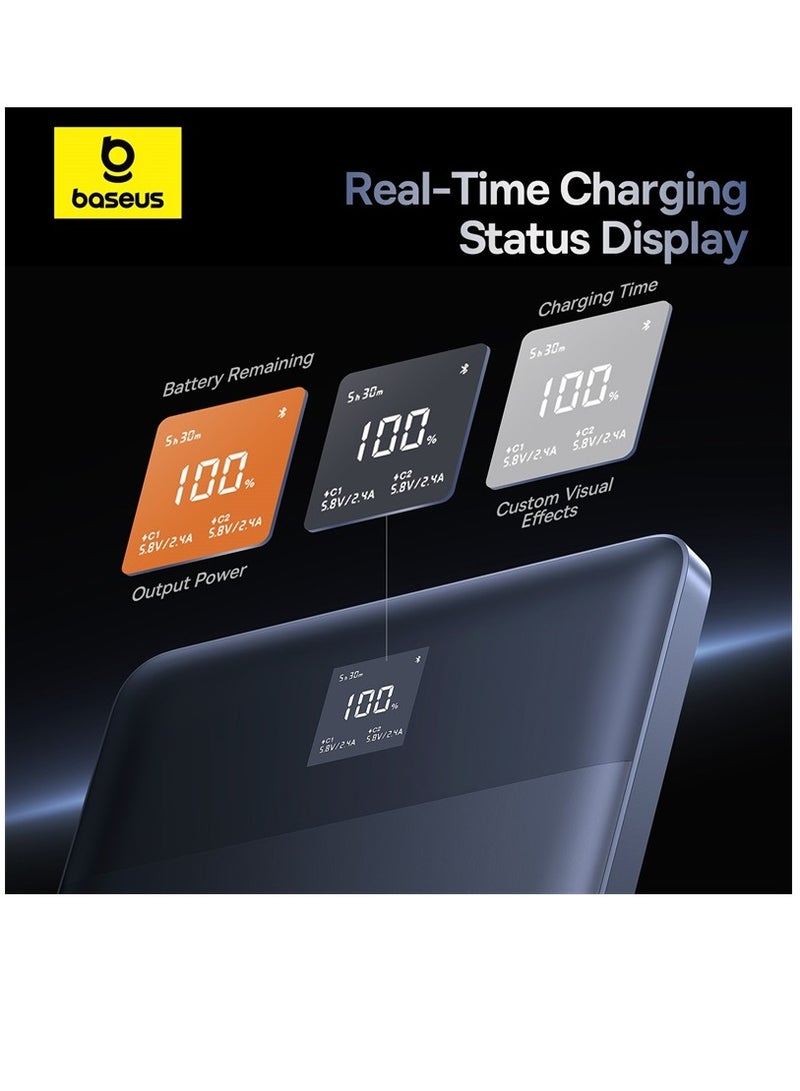 Baseus - 12000 mAh 65W Fast Charging Power Bank, Blade 2 Ultra Thin Digital Display Intelligent Edition Battery Pack For Laptop/MacBook Pro/Dell XPS/iPad/iPhone 15/14/13/12 Pro Max Mini Samsung Steam Deck Blue - Image 1