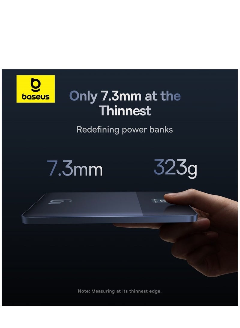 Baseus - 12000 mAh 65W Fast Charging Power Bank, Blade 2 Ultra Thin Digital Display Intelligent Edition Battery Pack For Laptop/MacBook Pro/Dell XPS/iPad/iPhone 15/14/13/12 Pro Max Mini Samsung Steam Deck Blue - Image 1