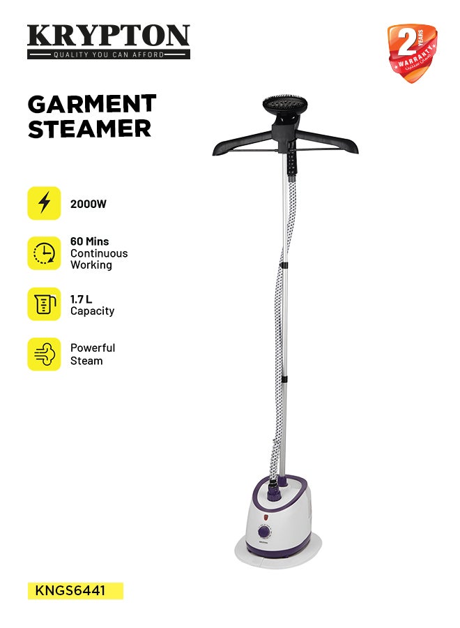 KRYPTON Garment Steamer 1.7L Water Tank, 60 Min Continuous Steam, Suitable for All Fabric Types, Easy Maintenance 1.7 L 2000 W KNGS6441 White - Image 1