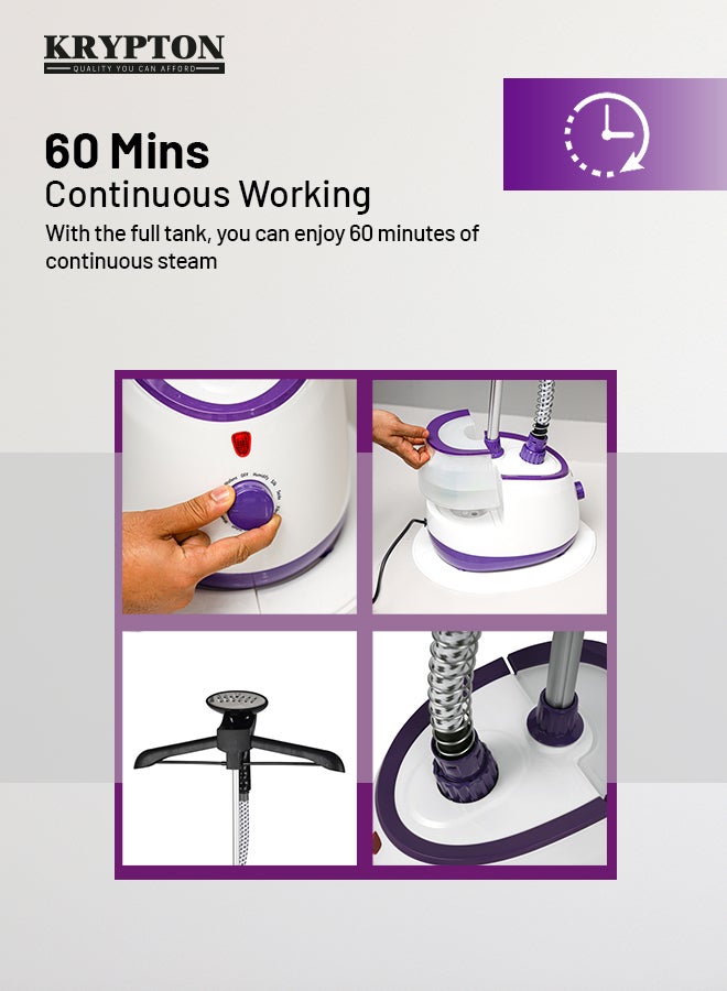 KRYPTON Garment Steamer 1.7L Water Tank, 60 Min Continuous Steam, Suitable for All Fabric Types, Easy Maintenance 1.7 L 2000 W KNGS6441 White - Image 2